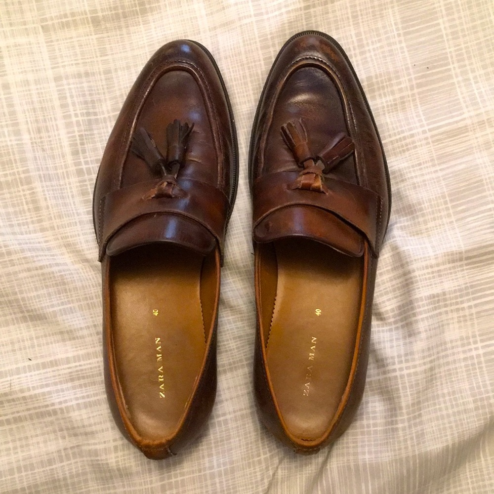 Zara tassel leather loafer